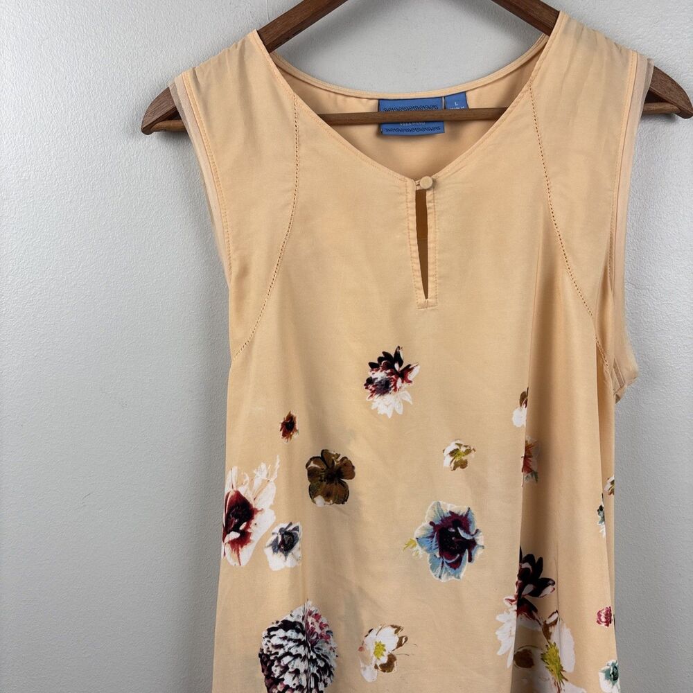 Simply Vera Vera Wang Women Peach Floral Midi Dress Large Romantic Garden Party